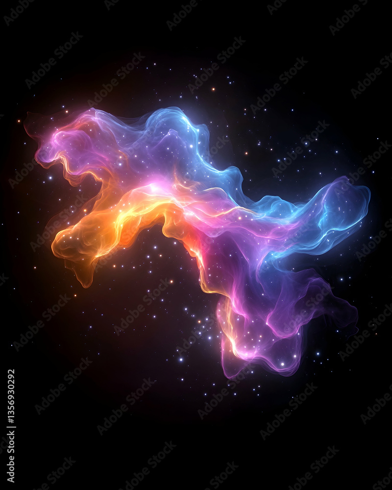 Obraz premium Abstract swirling nebula with vibrant orange, blue, and purple hues