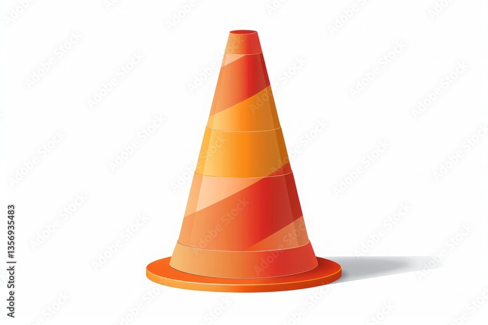 Fototapeta premium Bright Orange Traffic Cone Isolated on a White Background