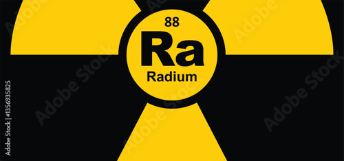 Radioactive elements, periodic table of elements. The four most common radioactive elements are uranium, radium, polonium, and thorium. Dangerous radiation. Toxic substances. Atomic mass and weight.