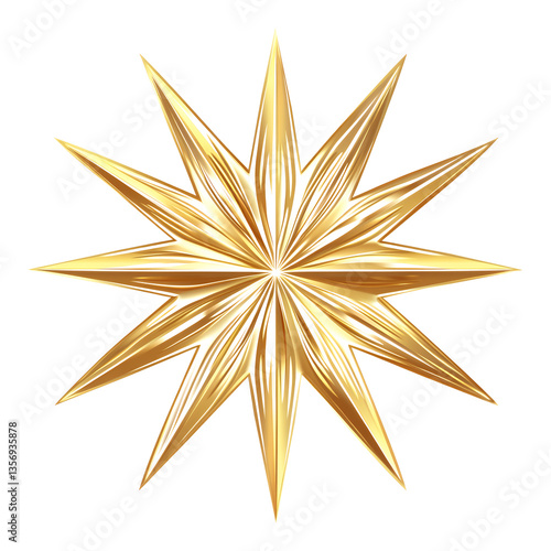 Golden twelve pointed star shiny and bright perfect for holiday designs and festive celebrations