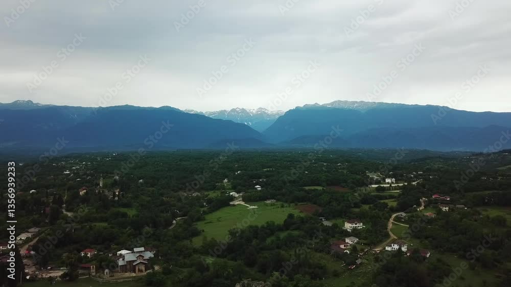 Aerial view of Caucasus mountains Aerial view of Caucasus mountains