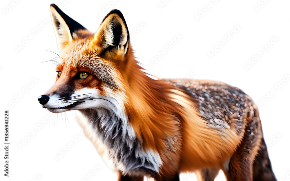 Obraz premium Red fox isolated on a empty plain background