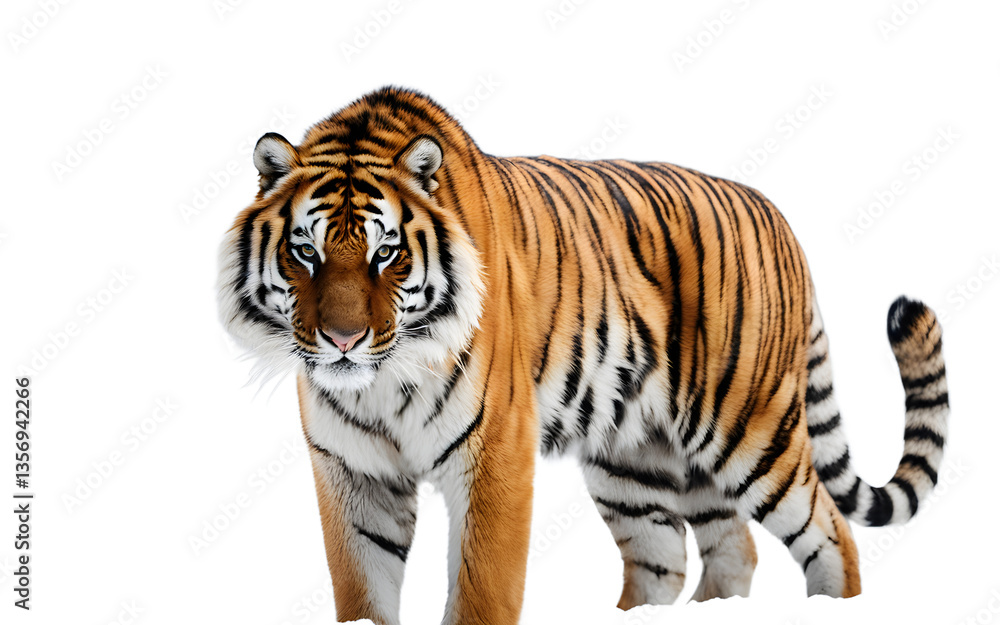 Fototapeta premium Siberian tiger isolated on a empty plain background