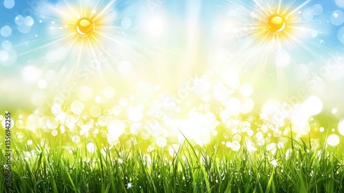 Sunny meadow background with bokeh