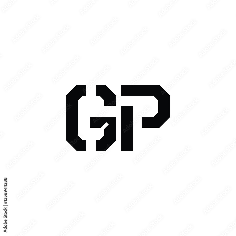 Obraz premium GP monogram logo design letter text name symbol monochrome logotype alphabet character simple logo