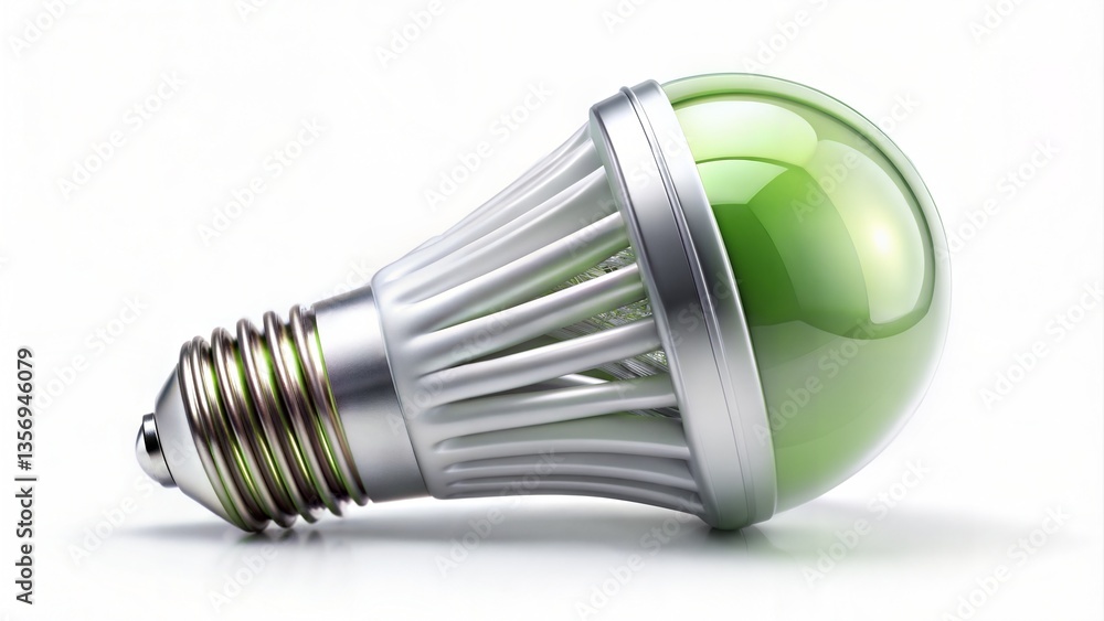 Green LED Light Bulb on white. Green LED Light Bulb on white.