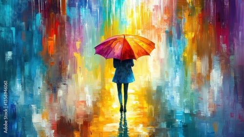 Rainy Day Stroll: A Colorful Impressionist Painting