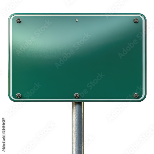 Classic Green Road Sign with a Metal Pole isolated on transparent background