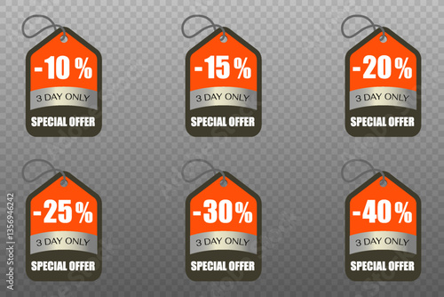 Sale banners and discounts. Vector stickers.