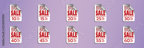 Set of discounts and mega sales banner price tag. Vector EPS10