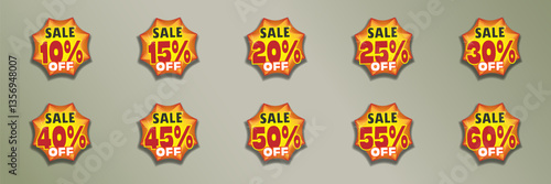 Set of discounts and mega sales banner price tag. Vector EPS10