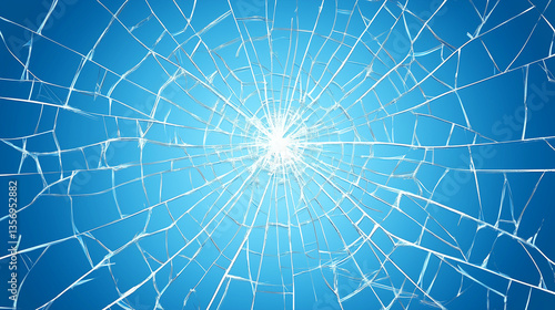 shattered glass with blue background