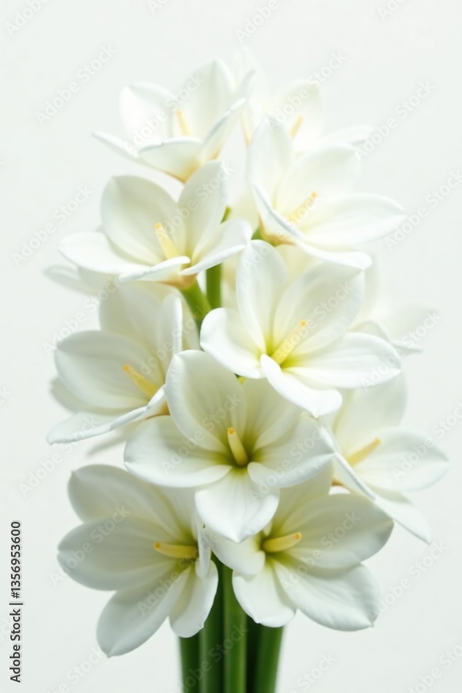 Obraz premium A close-up shot of a cluster of white flowers isolated on a white background, petals, flowers