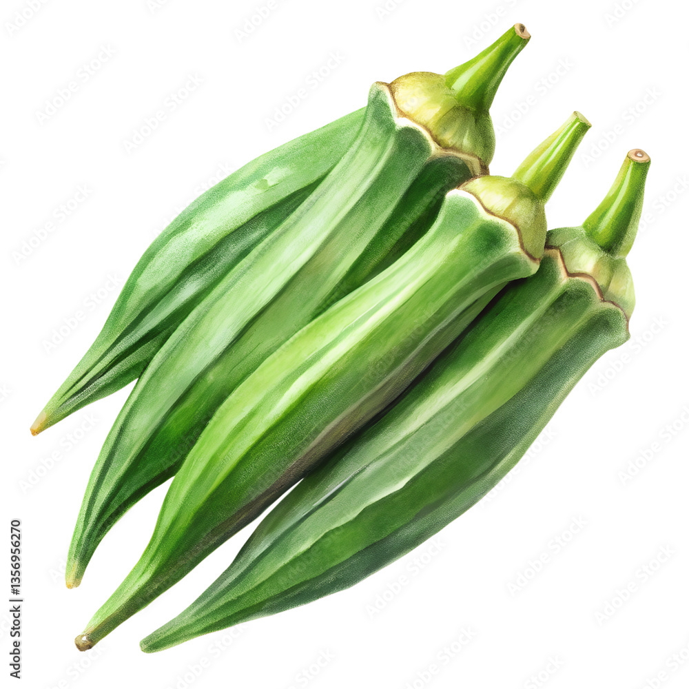 Fototapeta premium Watercolor Okra isolated on transparent background