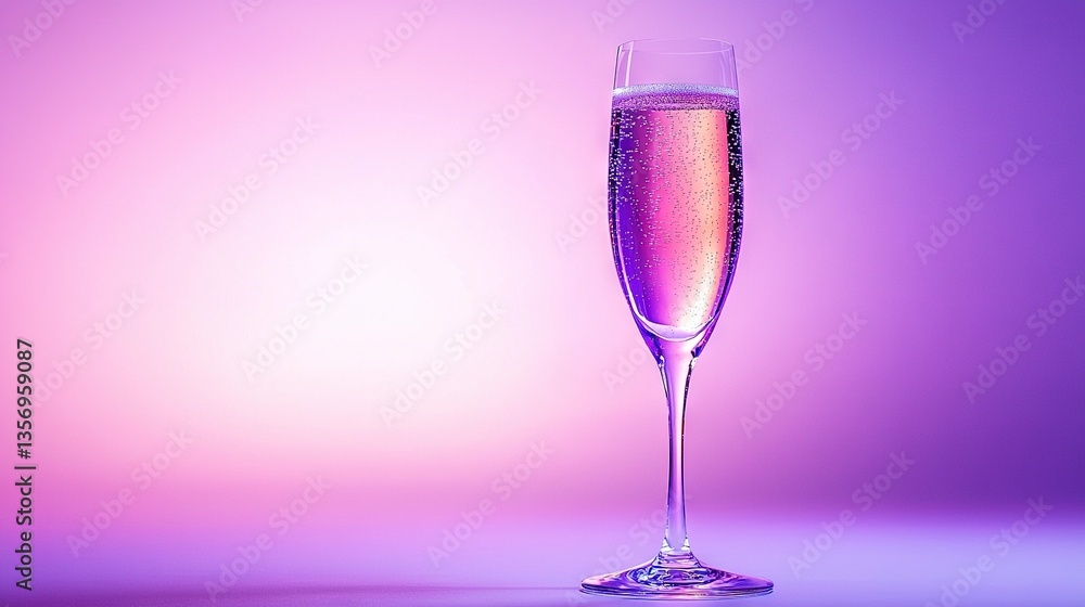 A close-up wine glass with liquid on a purple-pink background showing reflection in the glass A close-up wine glass with liquid on a purple-pink background showing reflection in the glass