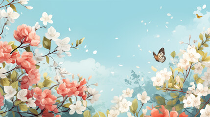 Floral design and pastel color palette on tiffany background
