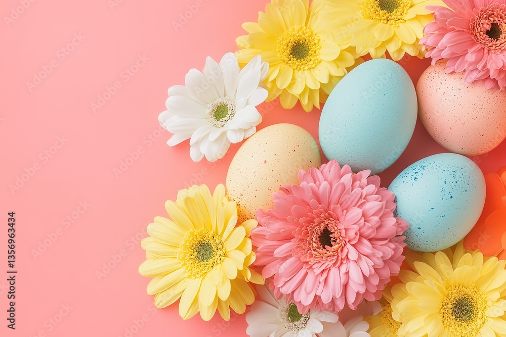 Happy Easter Bunny with many colorful easter eggs. Happy Easter Bunny with many colorful easter eggs.