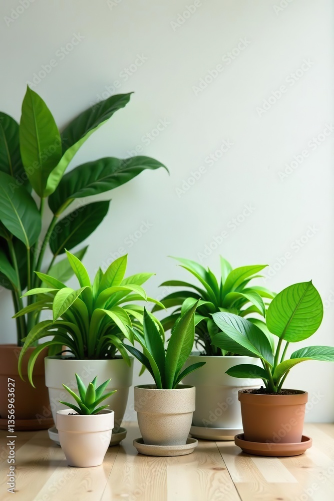 A collection of lush green indoor houseplants in various pots, adding a touch of nature to the interior decor, lush, indoor A collection of lush green indoor houseplants in various pots, adding a touch of nature to the interior decor, lush, indoor