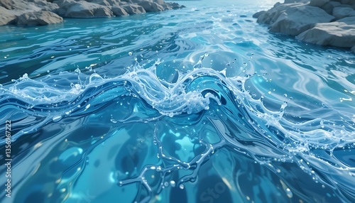 Stunning Teal Water Splash: High-Resolution Ocean Wave Image