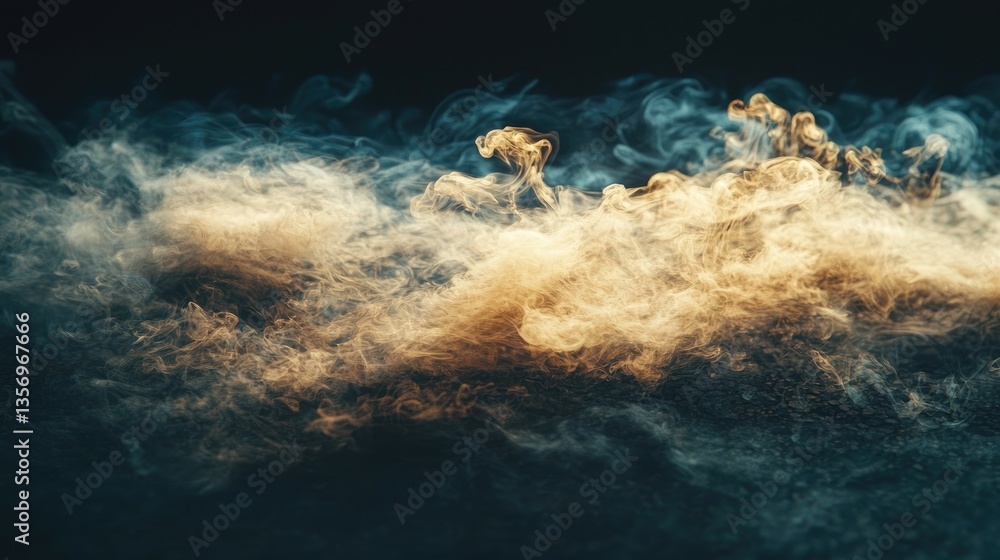 Obraz premium Abstract smoke patterns, dramatic lighting, studio shot, background element, for digital design projects