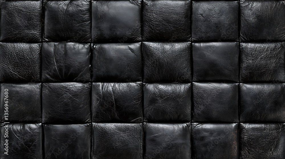 Obraz premium Black leather quilted texture background.