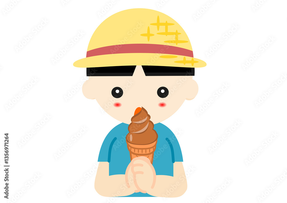 アイスクリームを食べる男の子 アイスクリームを食べる男の子