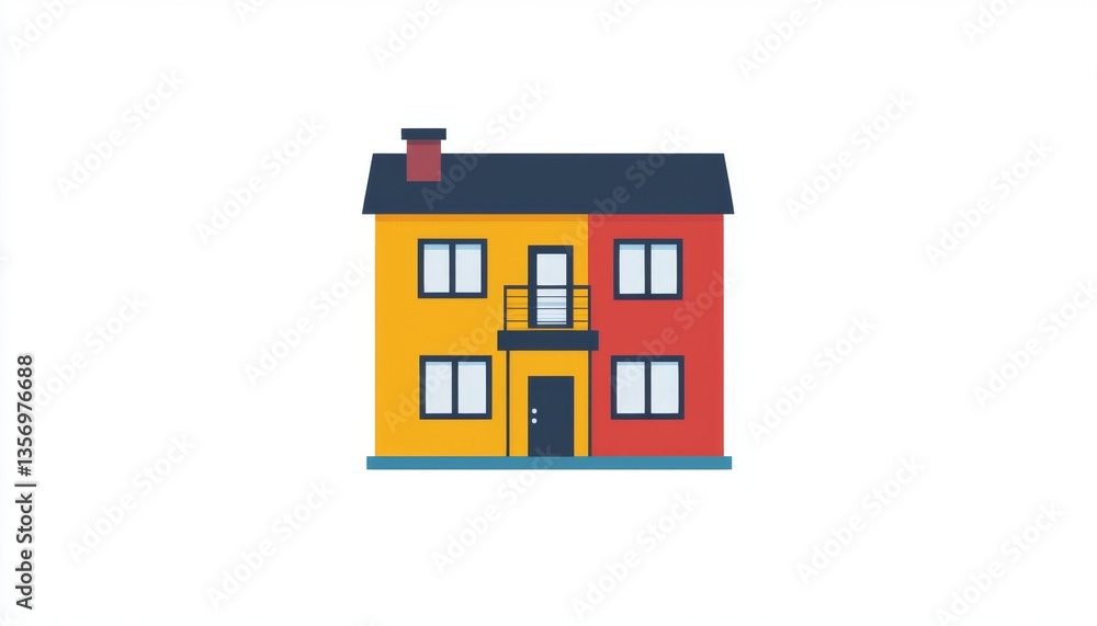 Brightly colored residential building illustration with no distractions. Brightly colored residential building illustration with no distractions.