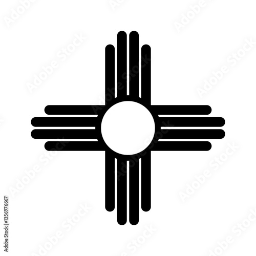 Zia symbol isolated on a white background. Ancient native Americans silhouette sign icon. New Mexico state logo mockup.
