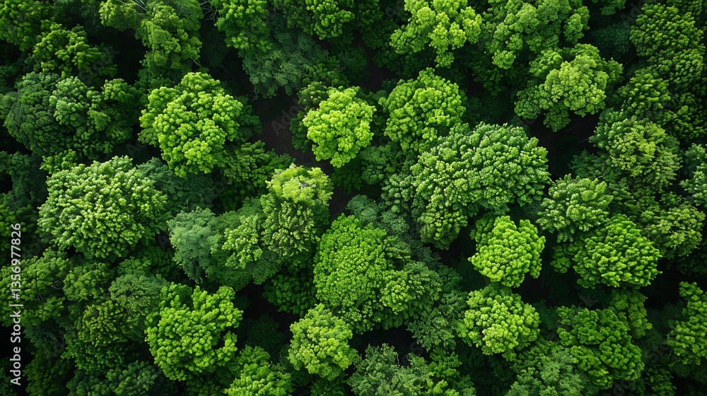 Naklejka premium Drone view of forest canopies spelling out a climate message in their pattern natural communication concept artistic and clean