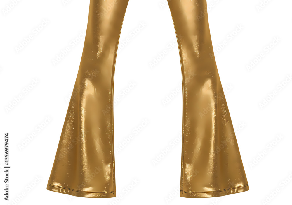 Gold Metallic Bell Bottom Pants isolated on transparent background Gold Metallic Bell Bottom Pants isolated on transparent background