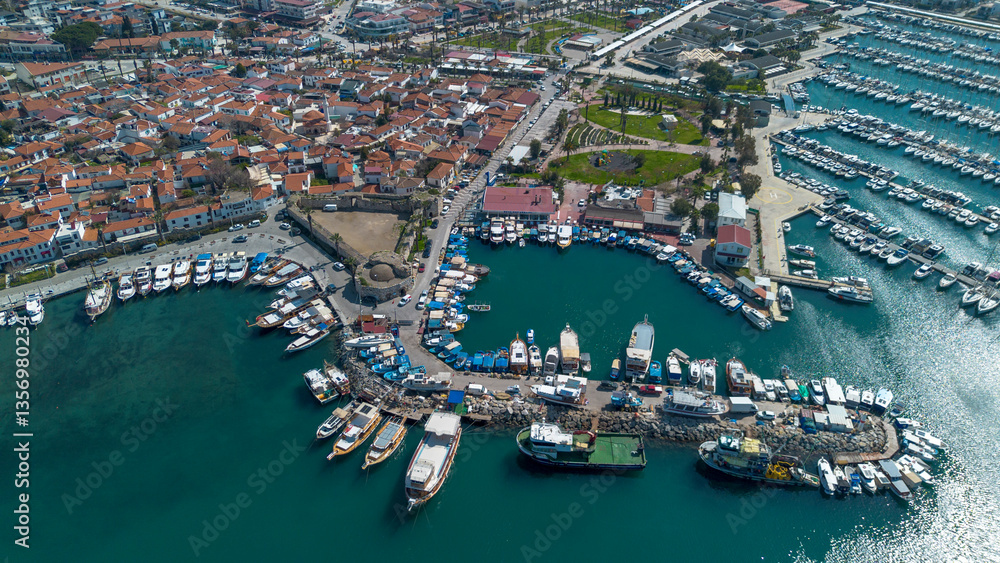 Sigacik Marina Drone Photo, Aegean Sea Cittaslow City Seferihisar, Izmir - Turkey