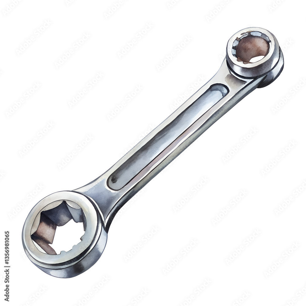 Watercolor Socket wrench double ended Closeup isolated on transparent background Watercolor Socket wrench double ended Closeup isolated on transparent background