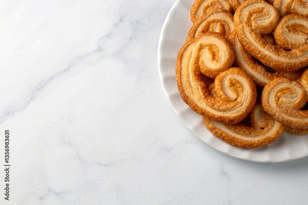 Palmiers or elephant ears, puff pastry cookies