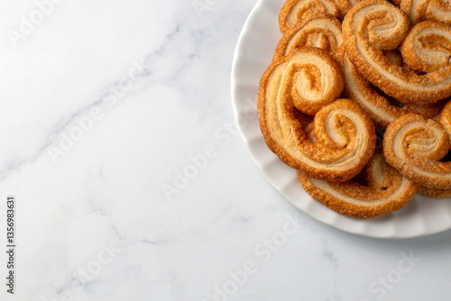 Obraz na płótnie Palmiers or elephant ears, puff pastry cookies w salonie