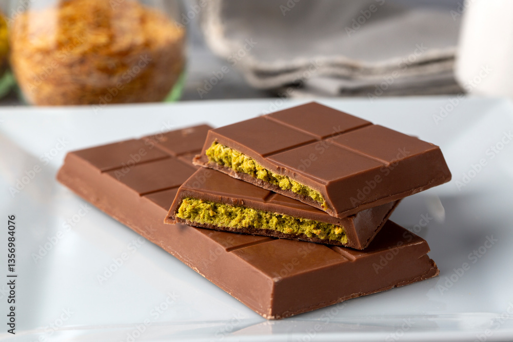 Dubai chocolate, milk chocolate filled with peanut butter and kunefe