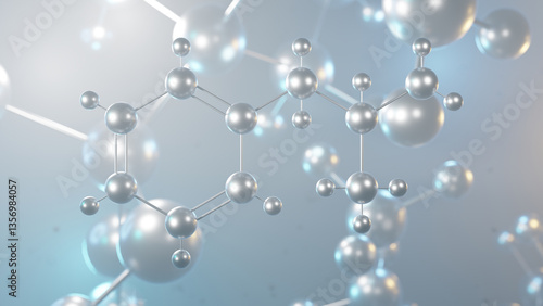 amphetamine molecular structure, 3d model molecule, cns stimulant structural chemical formula view from a microscope