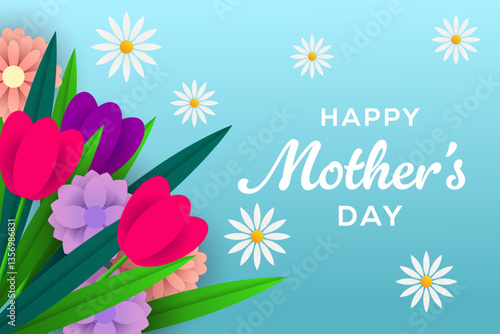 happy mother's day background illustration in gradient style