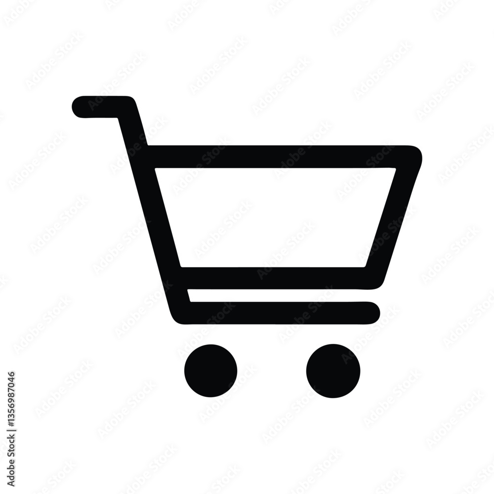 black outline shopping cart icon vector on white background black outline shopping cart icon vector on white background