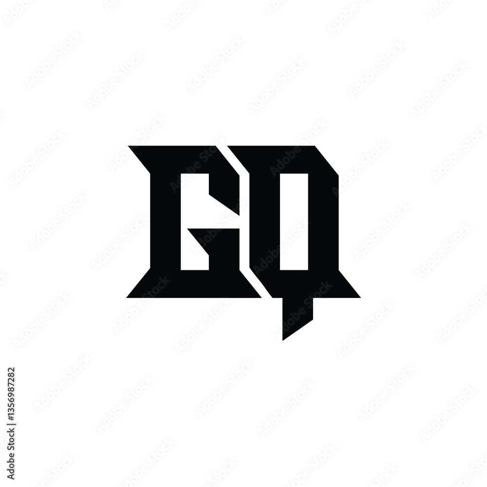 Obraz premium GQ monogram logo design letter text name symbol monochrome logotype alphabet character simple logo