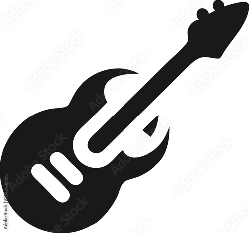 Simple black silhouette of an electric guitar.