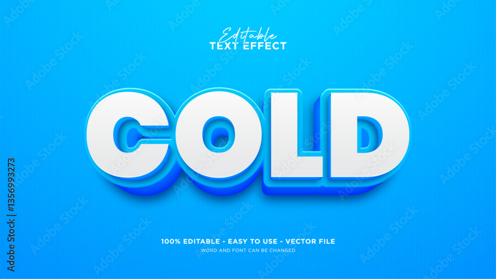 Fototapeta premium Editable cold 3d text effect, blue text style effect