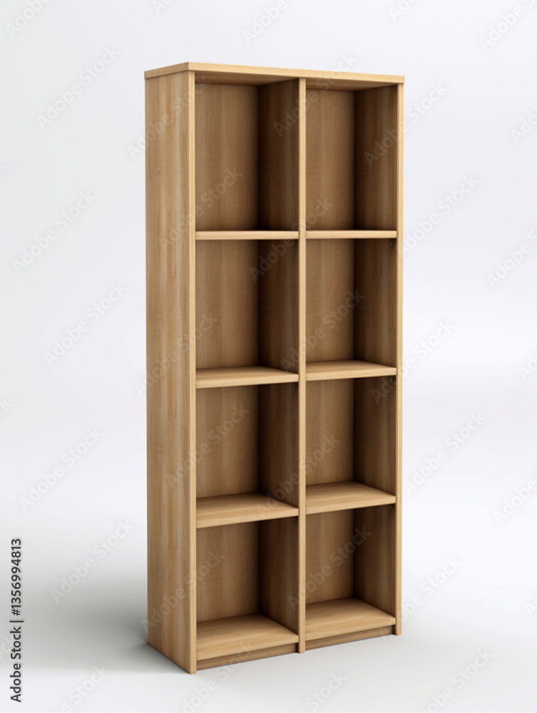 3D-rendered built-in home office shelving unit. White background 3D-rendered built-in home office shelving unit. White background