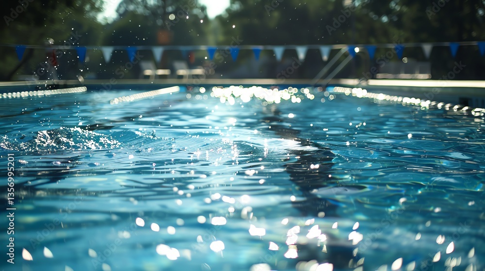 Refreshing blue water in a swimming pool on a sunny day. Refreshing blue water in a swimming pool on a sunny day.