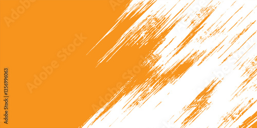Vector of orange brush strokes poster. Grunge isolated elements. Smoke brushes for your design. Freehand. Watercolor splash. Acrylic stamp. Vector illustration