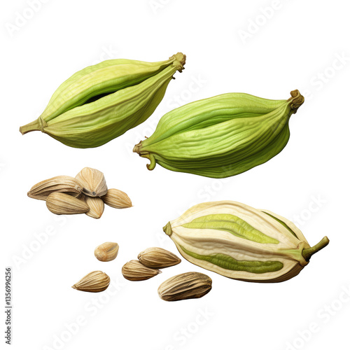 Wallpaper Mural Open Cardamom Pod with Seeds PNG - Detailed Interior on transparent background Torontodigital.ca