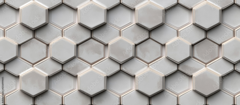 Naklejka premium a seamless hexagonal ceramic tile pattern in gray as a product presentation base