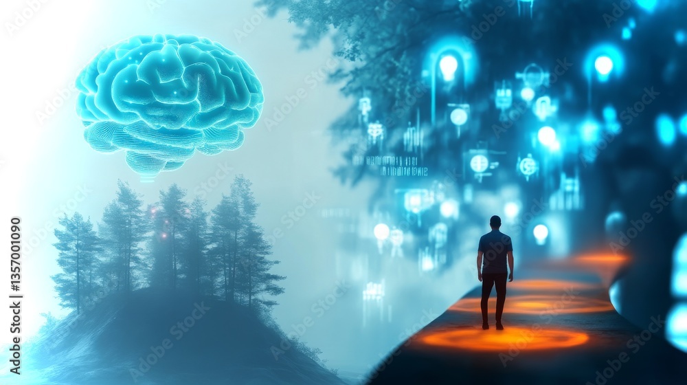 Fototapeta premium Exploring the mind: a futuristic journey through neural innovation and healthcare