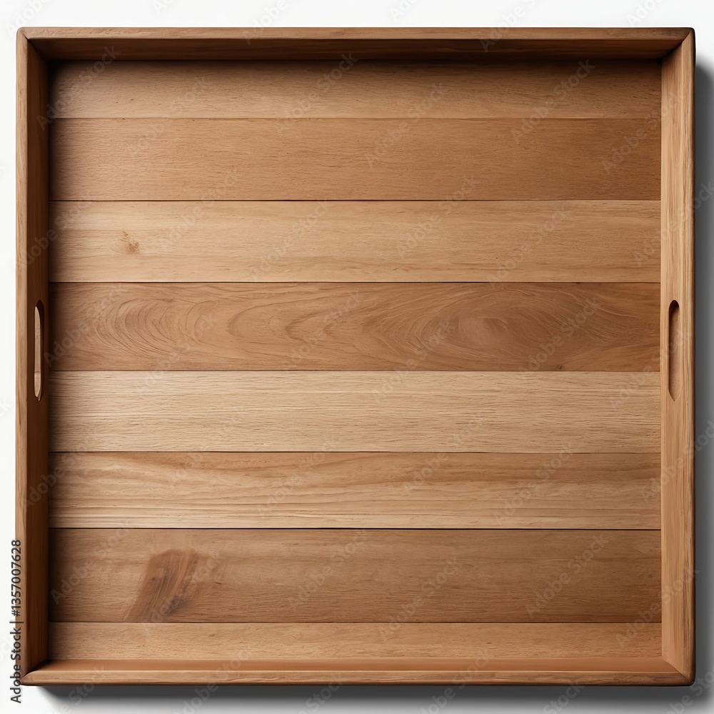 Empty Wooden Tray, Top View Empty Wooden Tray, Top View
