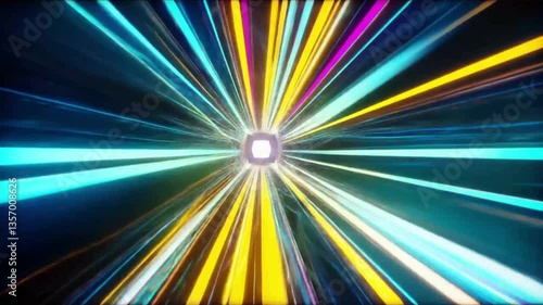 Wallpaper Mural Abstract Neon Light Speed Tunnel Background: Futuristic Sci-Fi Energy Rays, Bright Colors, Glowing Lines, Digital Art, VFX Torontodigital.ca