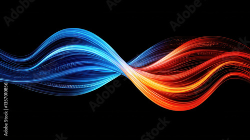 Obraz na płótnie vibrant wave of blue and red light flows seamlessly, representing dynamic energy and movement in digital space w salonie